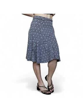 Max Studio Midi Patterned Black and Tan Skirt